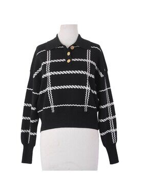 Express Sweater $98 Sz XS Black White Collared Polyester Viscose Sweater